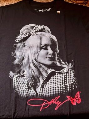 Dollcake Black Tee with Pink Script & Butterfly